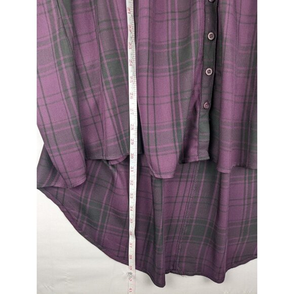 NEW Torrid Tunic Size 3 Purple/Black Plaid Rayon Twill Smocked Button-Front Top - Picture 6 of 9